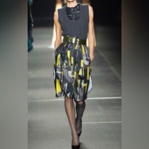 Karl Lagerfeld Women's Pleated Skirt Asymmetrical With Geometric Hem